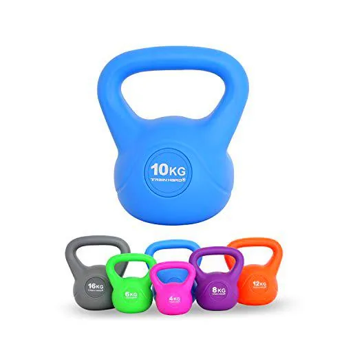 TrainHard Pesa rusa de 4 - 16 kg, con relleno de cemento en 6 colores