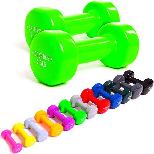 C.P.Sports Mancuernas antideslizantes 0,5; 0,75; 1,0; 1,5; 2; 2,5; 3; 4; 5; 6; 8; 10 kg. Pesas cortas