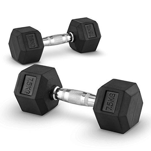 Capital Sports Hexbell 7,5 Mancuernas 7,5kg (Par de pesas cortas de 7,5 kilos cada una