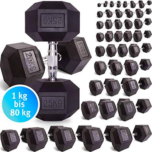 C.P. Sports Hexagon - Mancuerna corta (goma, 1-60 kg