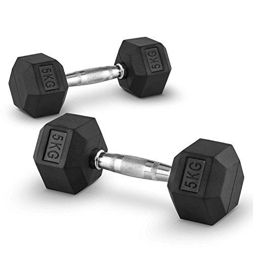 CapitalSports Hexbell 5 Mancuernas 5kg (Par de Pesas Cortas de 5 Kilos Cada una